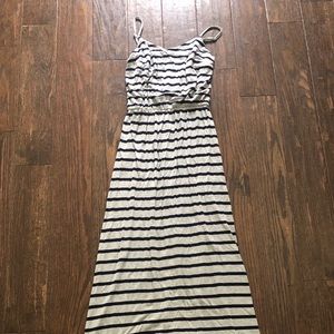 Gap women’s grey/navy stripe maxi dress small